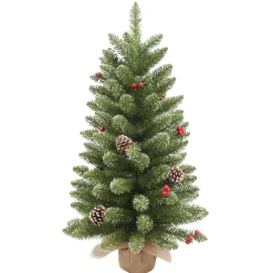 Kunstkerstbomen|Brico Central Park Mini Kunstkerstboom Sneeuw + Dennenappels 90Cm