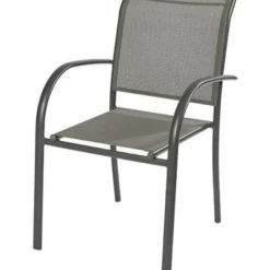 Brico Central Park Tuinstoel Bea Stapelbaar Aluminium/Textileen Antraciet- Tuinstoelen