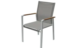 Brico Central Park Tuinstoel Bonifacio Stapelbaar Aluminium/Textileen Taupe- Tuinstoelen