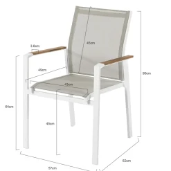 Brico Central Park Tuinstoel Bonifacio Stapelbaar Aluminium/Textileen Taupe- Tuinstoelen