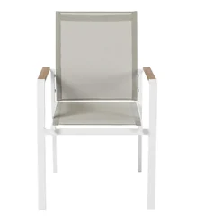 Brico Central Park Tuinstoel Bonifacio Stapelbaar Aluminium/Textileen Taupe- Tuinstoelen