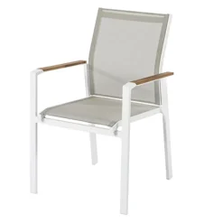 Brico Central Park Tuinstoel Bonifacio Stapelbaar Aluminium/Textileen Taupe- Tuinstoelen