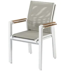 Brico Central Park Tuinstoel Bonifacio Stapelbaar Aluminium/Textileen Taupe- Tuinstoelen