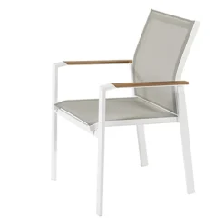 Brico Central Park Tuinstoel Bonifacio Stapelbaar Aluminium/Textileen Taupe- Tuinstoelen