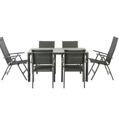 Brico Central Park Tuinstoel Dafne Verstelbaar Aluminium Textileen Antraciet- Tuinstoelen