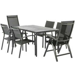 Brico Central Park Tuinstoel Dafne Verstelbaar Aluminium Textileen Antraciet- Tuinstoelen