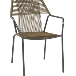 Brico Central Park Tuinstoel Frejus Stapelbaar Wicker Donkergrijs 65,5X62X84Cm- Tuinstoelen