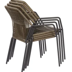 Brico Central Park Tuinstoel Frejus Stapelbaar Wicker Donkergrijs 65,5X62X84Cm- Tuinstoelen