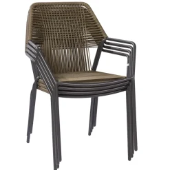 Brico Central Park Tuinstoel Frejus Stapelbaar Wicker Donkergrijs 65,5X62X84Cm- Tuinstoelen