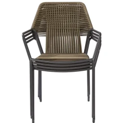 Brico Central Park Tuinstoel Frejus Stapelbaar Wicker Donkergrijs 65,5X62X84Cm- Tuinstoelen