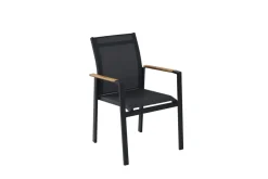 Brico Central Park Tuinstoel Limoux Stapelbaar Textileen/Teakhout Antraciet- Tuinstoelen