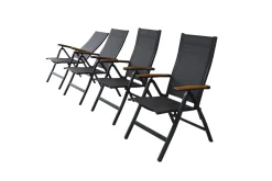 Brico Central Park Tuinstoel Limoux Verstelbaar Textileen/Teakhout Antraciet- Tuinstoelen