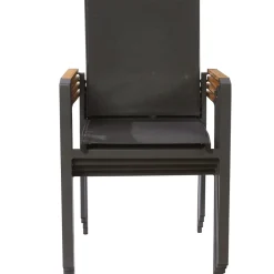 Brico Central Park Tuinstoel Limoux Stapelbaar Antraciet Textileen/Teakhout- Tuinstoelen