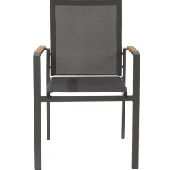 Brico Central Park Tuinstoel Limoux Stapelbaar Antraciet Textileen/Teakhout- Tuinstoelen