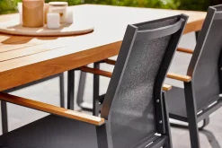 Brico Central Park Tuinstoel Limoux Stapelbaar Antraciet Textileen/Teakhout- Tuinstoelen