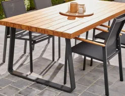 Brico Central Park Tuinstoel Limoux Stapelbaar Antraciet Textileen/Teakhout- Tuinstoelen