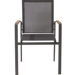 Brico Central Park Tuinstoel Limoux Stapelbaar Antraciet Textileen/Teakhout- Tuinstoelen