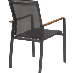 Brico Central Park Tuinstoel Limoux Stapelbaar Antraciet Textileen/Teakhout- Tuinstoelen