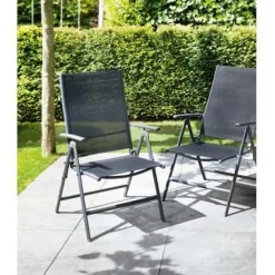Brico Central Park Tuinstoel Palma Verstelbaar Antraciet/Zwart- Tuinstoelen