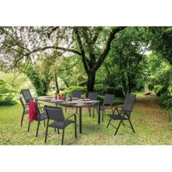 Brico Central Park Tuinstoel Palma Verstelbaar Antraciet/Zwart- Tuinstoelen