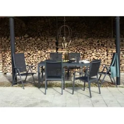 Brico Central Park Tuinstoel Palma Verstelbaar Antraciet/Zwart- Tuinstoelen