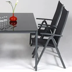 Brico Central Park Tuinstoel Palma Verstelbaar Antraciet/Zwart- Tuinstoelen