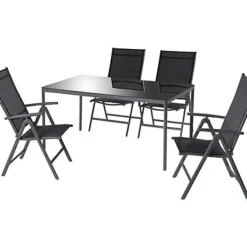 Brico Central Park Tuinstoel Palma Verstelbaar Antraciet/Zwart- Tuinstoelen