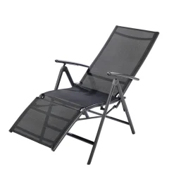 Brico Central Park Tuinstoel Palma Verstelbaar Aluminium/Textileen Antraciet- Tuinstoelen