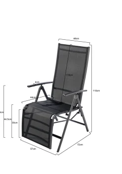 Brico Central Park Tuinstoel Palma Verstelbaar Aluminium/Textileen Antraciet- Tuinstoelen