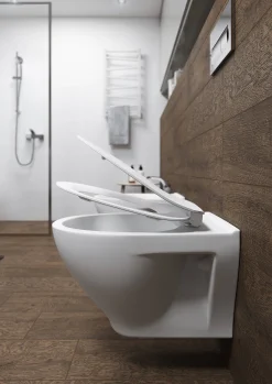 Wandclosetten|Brico Cersanit Hangtoilet Moduo Wit | Soft-Close & Quick Release Toiletzitting | Randloos Toiletpot
