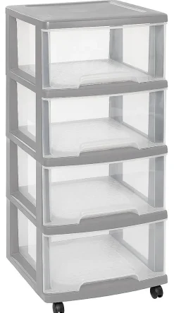 Manden & Boxen|Brico Curver Ladesysteem Met Wielen Essentials Lichtgrijs 4X20L
