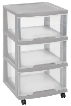 Manden & Boxen|Brico Curver Ladesysteem Met Wielen Essentials Lichtgrijs 3X20L