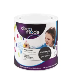 Brico Decomode Magneetverf Muur & Hout Donkergrijs Mat 500Ml- Decoratieve Verf