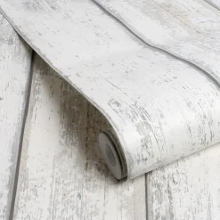 Brico Decomode Vliesbehang Hout Wit- Vliesbehang