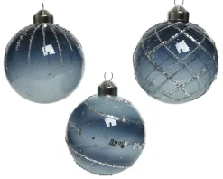 Kerstballen|Brico Decoris Kerstbal Blauw Transparant Glas O8Cm 1Stk
