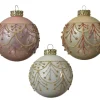 Kerstballen|Brico Decoris Kerstbal Glas Parel/Lichtroze/Wit O8Cm 1Stk