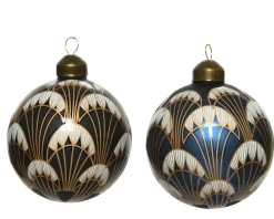 Kerstballen|Brico Decoris Kerstbal Glas Zwart/Blauw 1Stuks