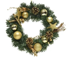 Kerstdecoratie|Brico Decoris Kerstkrans Glitter 30Cm Groen/Goud