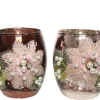 Kerstdecoratie|Brico Decoris Theelichthouder Glas Bloemenpatroon 9Cm 1St