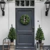 Kunstkerstbomen|Brico Decoris Voordeurset 2X Mini Kunstkerstboom Met Verlichting 90Cm + Krans En Slinger