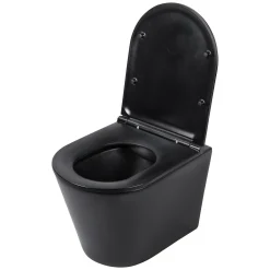 Wandclosetten|Brico Differenz Hangtoilet Mat Zwart | Soft-Close & Quick Release Toiletzitting |Randloos Toiletpot