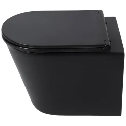 Wandclosetten|Brico Differenz Hangtoilet Mat Zwart | Soft-Close & Quick Release Toiletzitting |Randloos Toiletpot