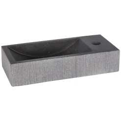 Toiletfonteinen|Brico Differnz Fontein Ribble Natuursteen Zwart 38Cm