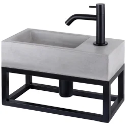 Toiletfonteinen|Brico Differnz Fonteinset/Handdoekrek Jukon Beton Grijs/Zwart 38,5Cm