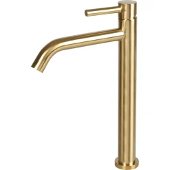 Wastafelkranen|Brico Differnz Wastafelkraan Koud/Warm Hoog Gebogen Goud