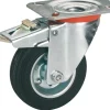 Brico Dorner Helmer Zwenkwiel Rubber Zwart/Oranje + Rem 80Mm- Wielen