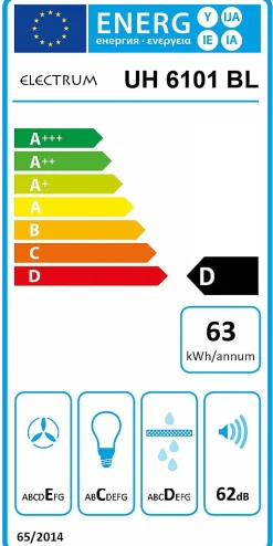 Dampkappen|Brico Electrum Onderbouw Afzuigkap Uh 6101 Bl Zwart 60 Cm