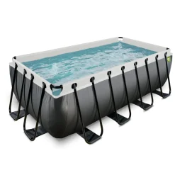 Brico Exit Black Leather Opzetzwembad Met Filterpomp Zwart 400X200X122Cm- Opzetzwembaden Met Pomp