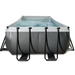 Brico Exit Black Leather Opzetzwembad Met Filterpomp Zwart 400X200X122Cm- Opzetzwembaden Met Pomp