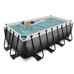 Brico Exit Black Leather Opzetzwembad Met Zandfilterpomp Zwart 400X200X122Cm- Opzetzwembaden Met Pomp